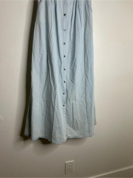 Pistola 100% Cotton Denim Chambray Button Down Flowy Maxi Skirt