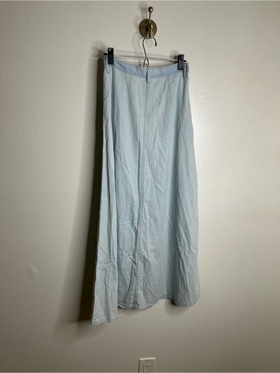 Pistola 100% Cotton Denim Chambray Button Down Flowy Maxi Skirt