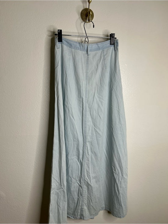 Pistola 100% Cotton Denim Chambray Button Down Flowy Maxi Skirt