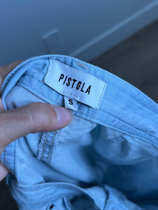 Pistola 100% Cotton Denim Chambray Button Down Flowy Maxi Skirt