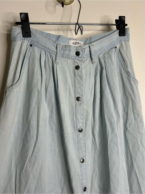 pistola Pistola 100% Cotton Denim Chambray Button Down Flowy Maxi Skirt - Cotton, Denim