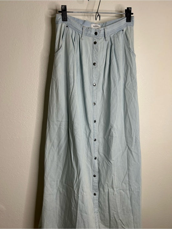 pistola Pistola 100% Cotton Denim Chambray Button Down Flowy Maxi Skirt - Cotton, Denim