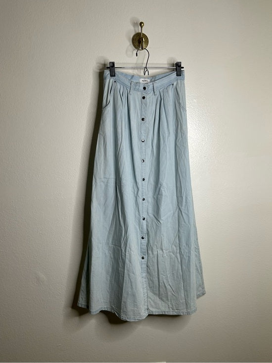 pistola Pistola 100% Cotton Denim Chambray Button Down Flowy Maxi Skirt - Cotton, Denim