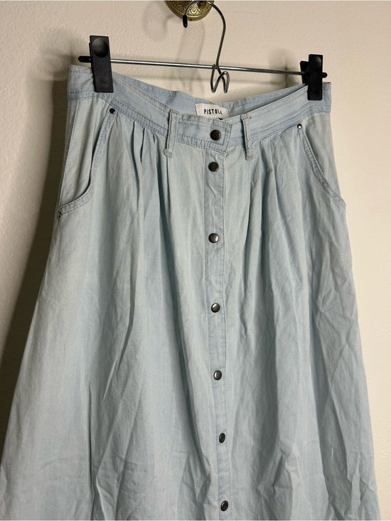 pistola Pistola 100% Cotton Denim Chambray Button Down Flowy Maxi Skirt - Cotton, Denim