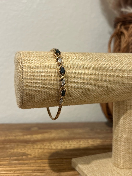 Jewelry 925 Sterling Silver Gold Plated Blue Sapphire Gemstone Rope Bracelet