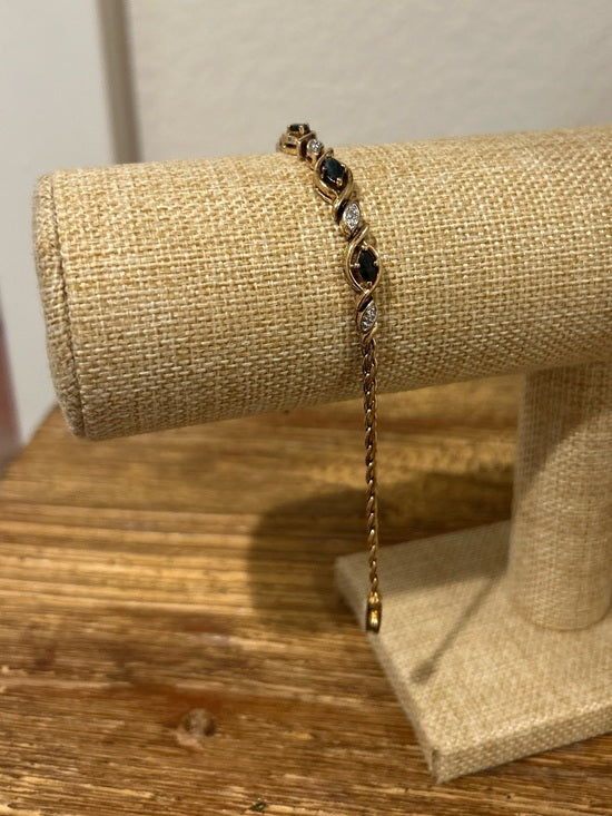 Jewelry 925 Sterling Silver Gold Plated Blue Sapphire Gemstone Rope Bracelet