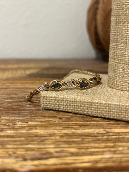 925 Sterling Silver Gold Plated Blue Sapphire Gemstone Rope Bracelet