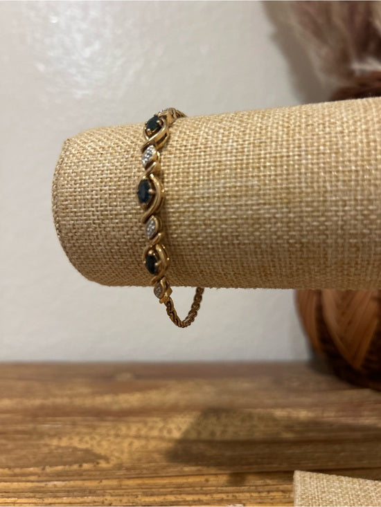 925 Sterling Silver Gold Plated Blue Sapphire Gemstone Rope Bracelet