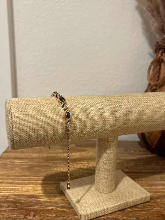 Jewelry 925 Sterling Silver Gold Plated Blue Sapphire Gemstone Rope Bracelet