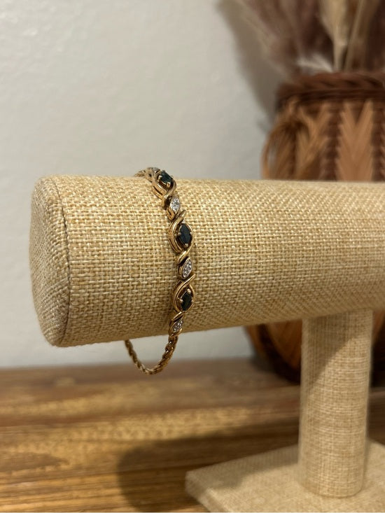 Jewelry 925 Sterling Silver Gold Plated Blue Sapphire Gemstone Rope Bracelet