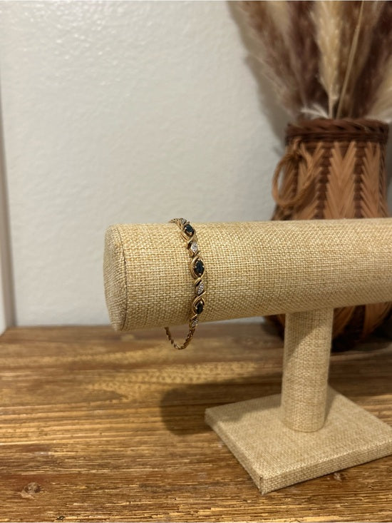 Jewelry 925 Sterling Silver Gold Plated Blue Sapphire Gemstone Rope Bracelet