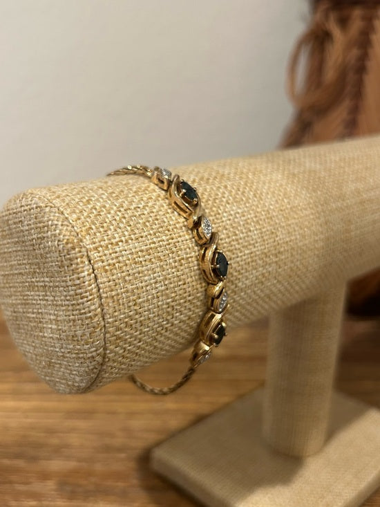 Jewelry 925 Sterling Silver Gold Plated Blue Sapphire Gemstone Rope Bracelet