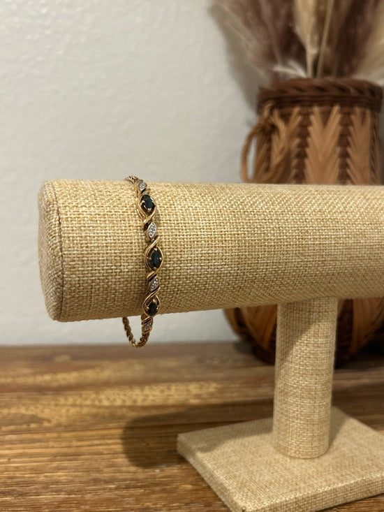 925 Sterling Silver Gold Plated Blue Sapphire Gemstone Rope Bracelet