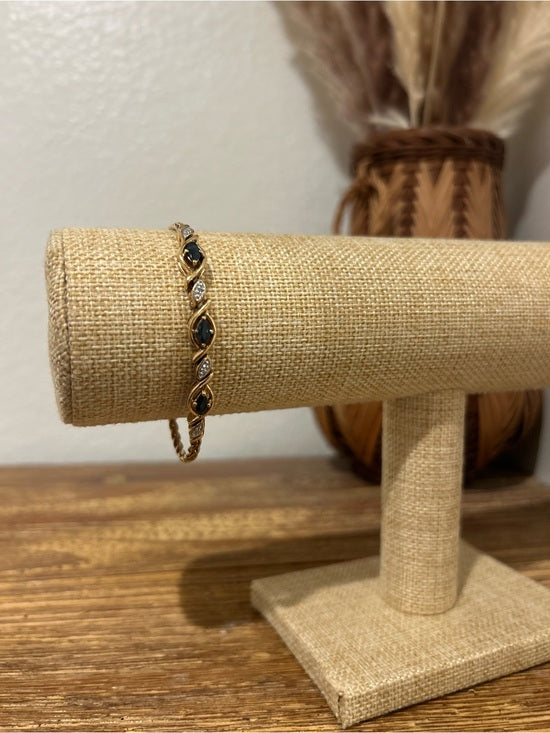 925 Sterling Silver Gold Plated Blue Sapphire Gemstone Rope Bracelet