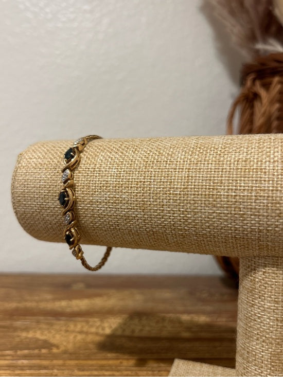 925 Sterling Silver Gold Plated Blue Sapphire Gemstone Rope Bracelet