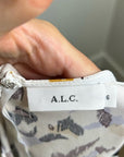 A.L.C. 100% Silk Terry Long Sleeve Cream Multicolor Mini Dress