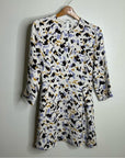 A.L.C. 100% Silk Terry Long Sleeve Cream Multicolor Mini Dress