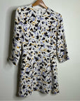 A.L.C. 100% Silk Terry Long Sleeve Cream Multicolor Mini Dress