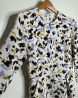 A.L.C. 100% Silk Terry Long Sleeve Cream Multicolor Mini Dress