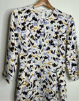 A.L.C. 100% Silk Terry Long Sleeve Cream Multicolor Mini Dress
