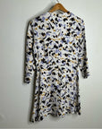 A.L.C. 100% Silk Terry Long Sleeve Cream Multicolor Mini Dress