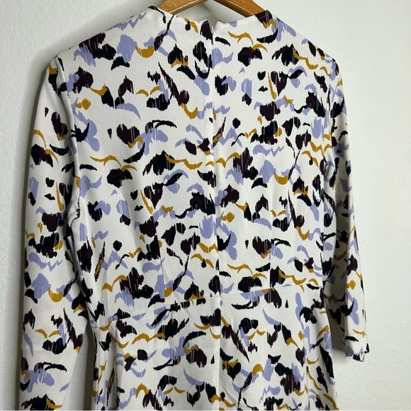 A.L.C. 100% Silk Terry Long Sleeve Cream Multicolor Mini Dress