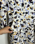A.L.C. 100% Silk Terry Long Sleeve Cream Multicolor Mini Dress