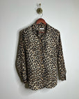 Equipment Femme 100% Silk Cheetah Animal Print Button Down Long Sleeve Blouse