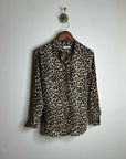 Equipment Femme 100% Silk Cheetah Animal Print Button Down Long Sleeve Blouse