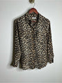 Equipment Femme 100% Silk Cheetah Animal Print Button Down Long Sleeve Blouse