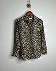 Equipment Femme 100% Silk Cheetah Animal Print Button Down Long Sleeve Blouse