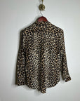 Equipment Femme 100% Silk Cheetah Animal Print Button Down Long Sleeve Blouse