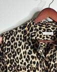 Equipment Femme 100% Silk Cheetah Animal Print Button Down Long Sleeve Blouse