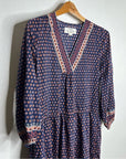 Trovata Cotton Silk Floral Long Sleeve Loose Fit Midi Dress