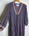 Trovata Cotton Silk Floral Long Sleeve Loose Fit Midi Dress