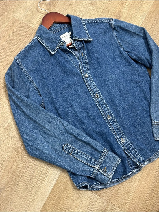 Calvin Klein 100% Cotton Denim Button Down Tailored Jean Long Sleeve Shirt