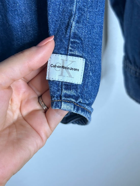 Calvin Klein 100% Cotton Denim Button Down Tailored Jean Long Sleeve Shirt