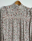 FRAME 100% Silk High Neck Floral Long Sleeve Mini Dress