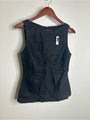 Madewell 100% Linen Cinched Boatneck Sleeveless Top in Black