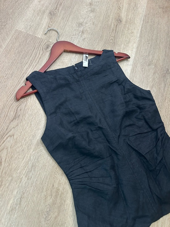 Madewell Madewell 100% Linen Cinched Boatneck Sleeveless Top in Black - Linen