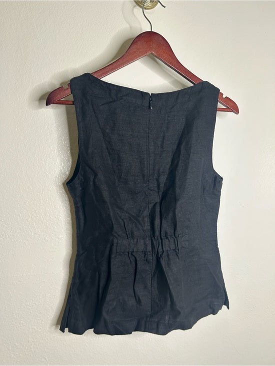 Madewell Madewell 100% Linen Cinched Boatneck Sleeveless Top in Black - Linen