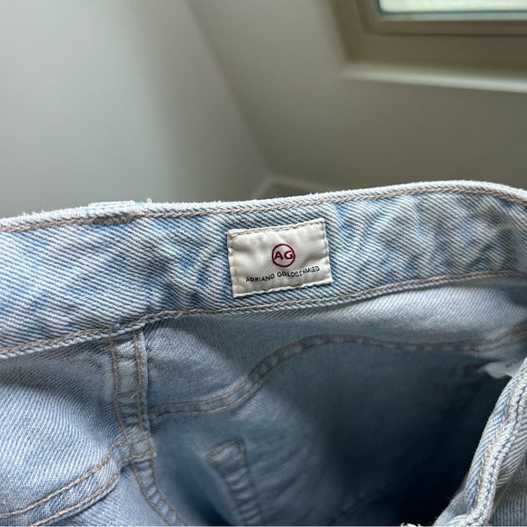 AG 100% Cotton Ultra High Waist Barrel Leg Embroidered Jean