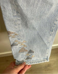 AG 100% Cotton Ultra High Waist Barrel Leg Embroidered Jean