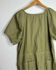 Velvet By Graham & Spencer 100% Cotton Green Puff Sleeve Straight Leg Jumpsuit