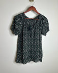 Joie 100% Silk Rabbit Carrot Novelty Print Puff Sleeve Short Sleeve Blouse Top