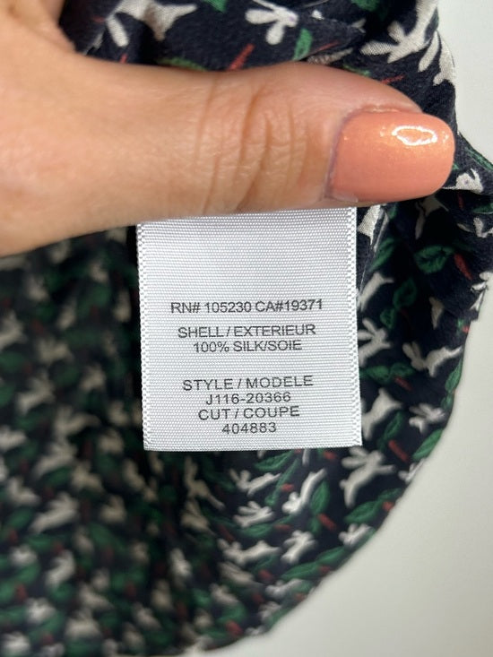 Joie 100% Silk Rabbit Carrot Novelty Print Puff Sleeve Short Sleeve Blouse Top