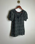 Joie 100% Silk Rabbit Carrot Novelty Print Puff Sleeve Short Sleeve Blouse Top