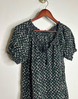 Joie 100% Silk Rabbit Carrot Novelty Print Puff Sleeve Short Sleeve Blouse Top