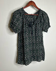 Joie 100% Silk Rabbit Carrot Novelty Print Puff Sleeve Short Sleeve Blouse Top