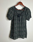 Joie 100% Silk Rabbit Carrot Novelty Print Puff Sleeve Short Sleeve Blouse Top